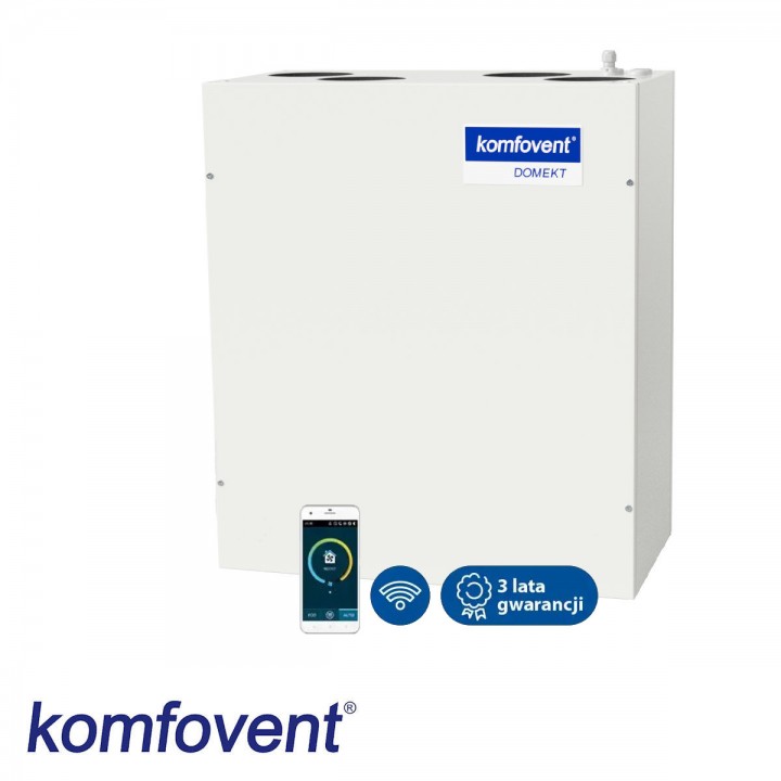 Rekuperator KOMFOVENT R200V z podstawowym montażem oraz sterownikiem C6.2